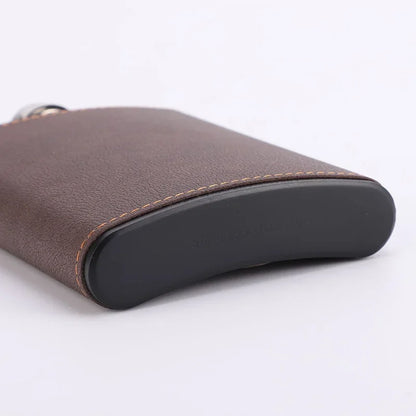 Portable Leather-Covered Stainless Steel Hip Flask – 6/8oz