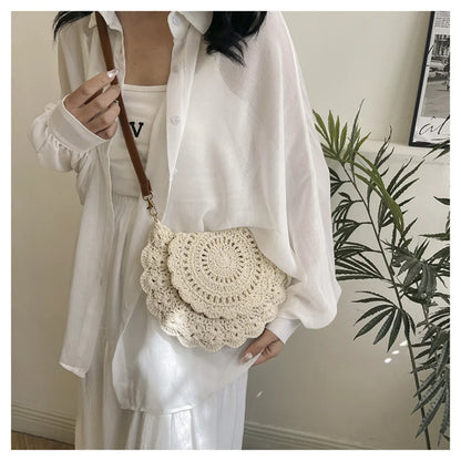 Handmade Hollow Woven Shoulder Bag - Summer Crochet Crossbody Bag