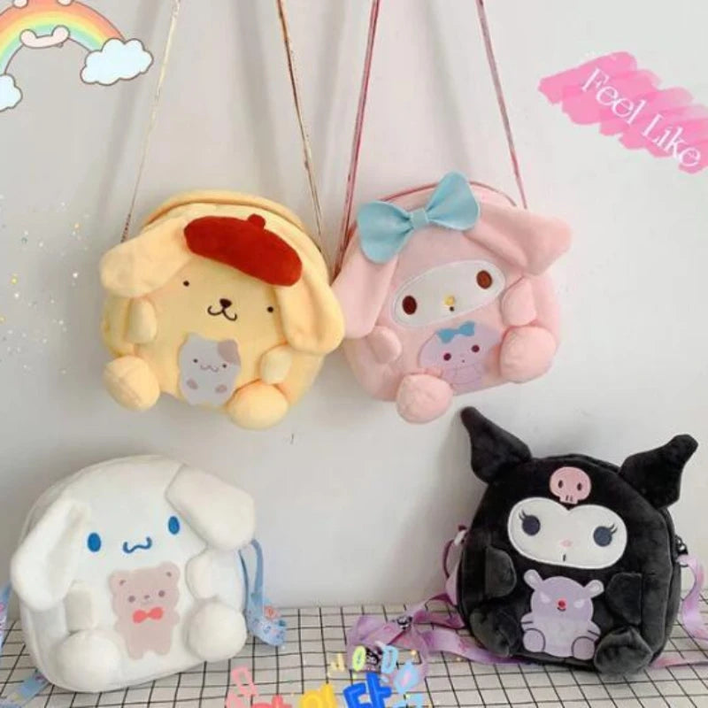 New Kawaii Sanrio Backpack | Kuromi, Cinnamoroll, Pompompurin & My Melody Plush Toys