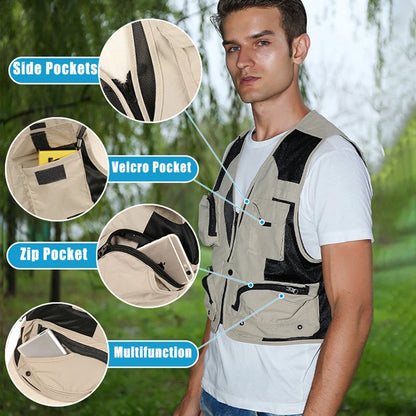 High-Quality Men's Summer Outdoor Lure Fishing Vest – Adjustable Multi-Pocket Mesh Accessory Bag