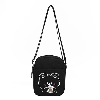 Cute Bear & Rabbit Print Crossbody Bag