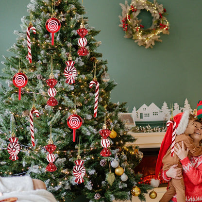 6pcs Christmas Lollipop & Candy Cane Ornaments