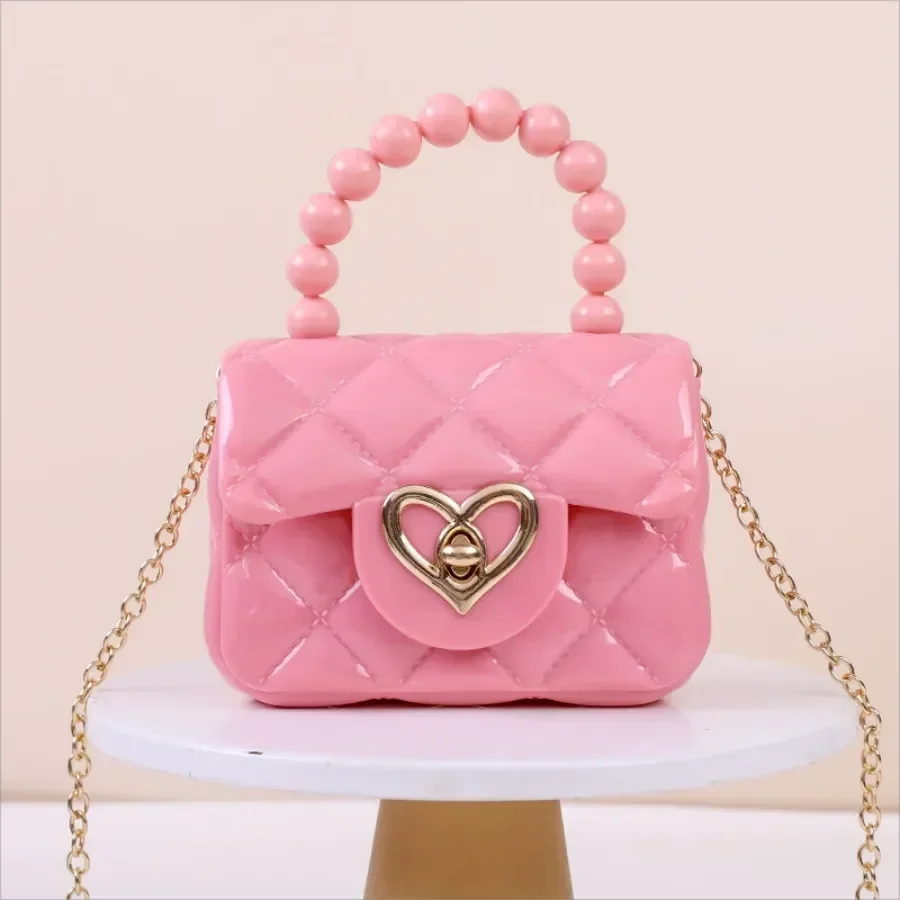 Kids Mini Heart Pearl Chain Messenger Bag