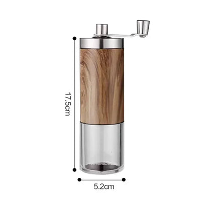 Coffee Bean Grinder – Wood Grain Stainless Steel Hand Crank Grinder for Kitchen and Coffeeware