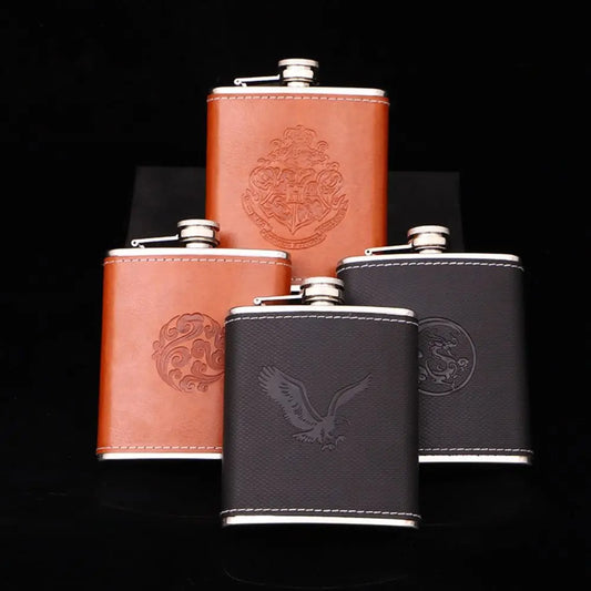 7oz Leather Cover Hip Flask – Stainless Steel Liquor Flask Gift