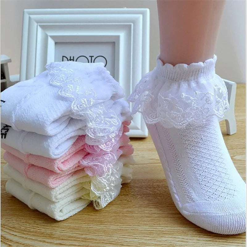 Breathable Cotton Lace Ruffle Princess Mesh Floor Sock