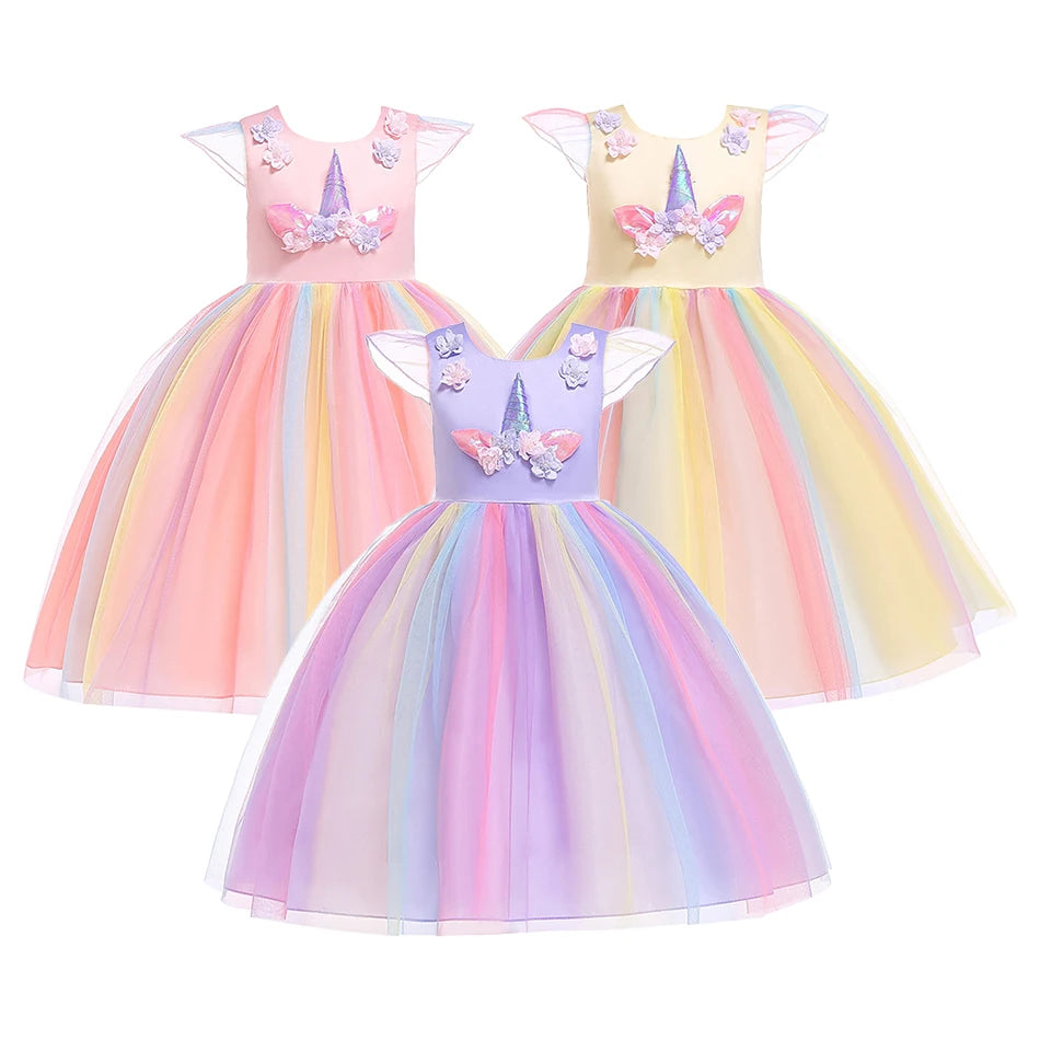 Little Girls Unicorn Birthday Cosplay Dress