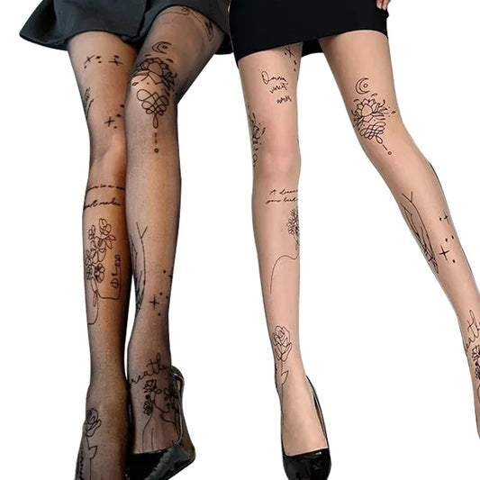 Patterned Tattoo Pantyhose