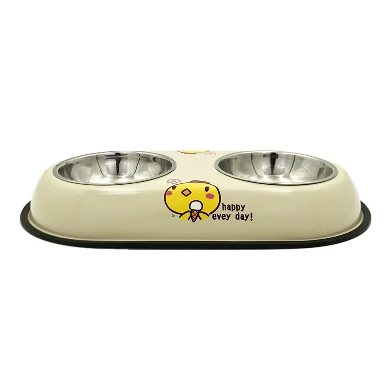 Double Stainless Steel Bowls for Dogs & Cats