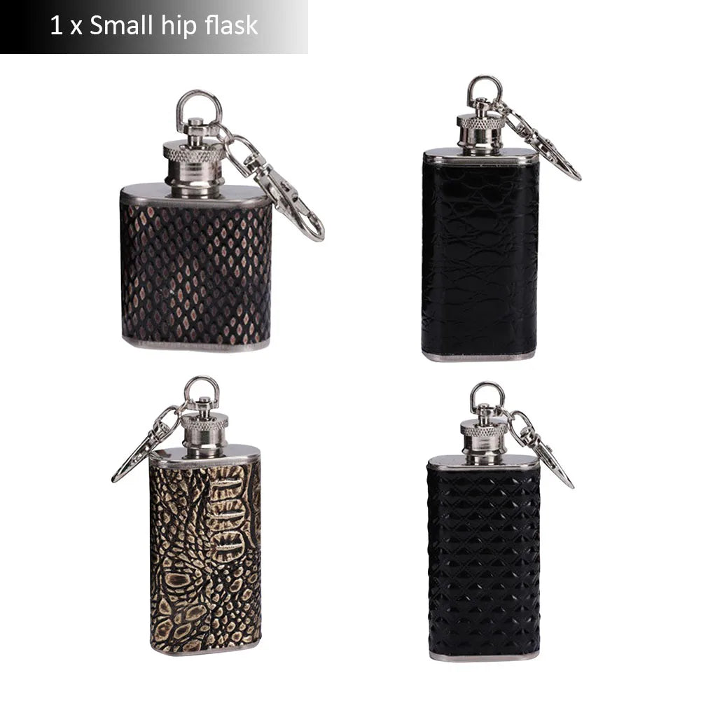 1/2 Oz Stainless Steel Hip Flask with Keychain