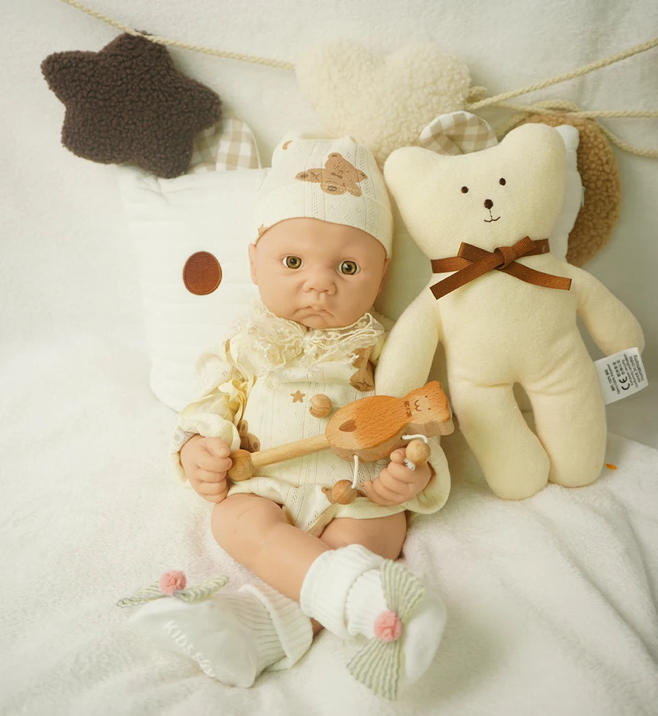 39cm All-Silicone Reborn Boy Doll with Dress-Up Design