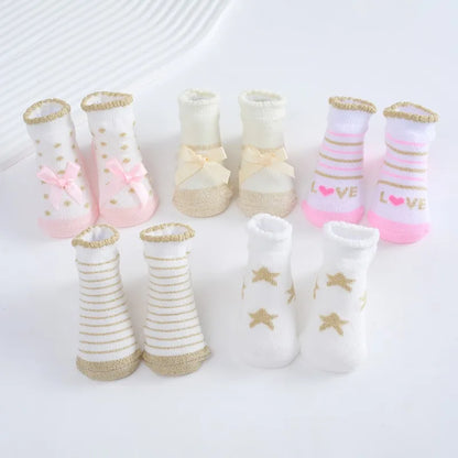 5 Pairs/Lot Cotton Newborn Cartoon Shorty Socks