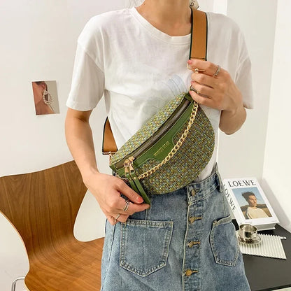 Women's Summer Woven Chest Bag - Fashion Crossbody & Waist Bag