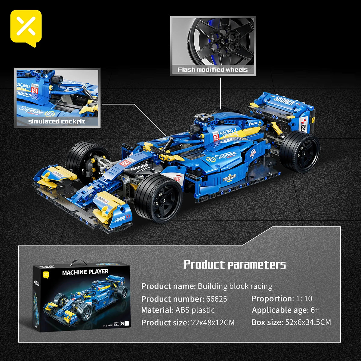 F1 Blue Race Car 1161PCS MOC Remote Control Building Set