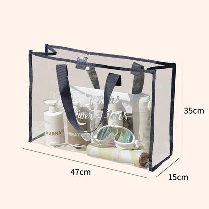 Summer Clear PVC Tote Bag - Waterproof, Transparent, Large Shopper Shoulder Bag for Women