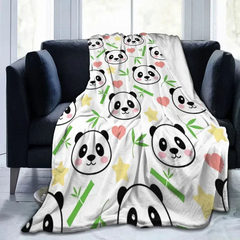 3D Panda & Bamboo Blanket – Soft Flannel Throw for Couch, Office, & Bedroom