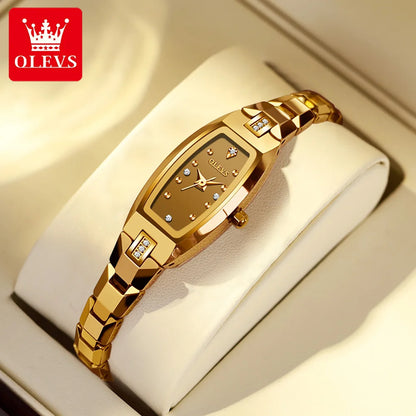 Luxury Women’s Golden Quartz Watch with Small Diamond Dial