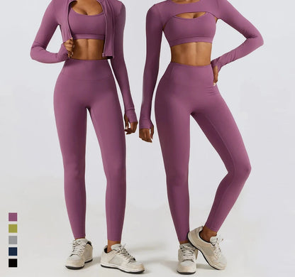 Seamless Tracksuit - Long Sleeve Yoga Set & High Waist Leggings