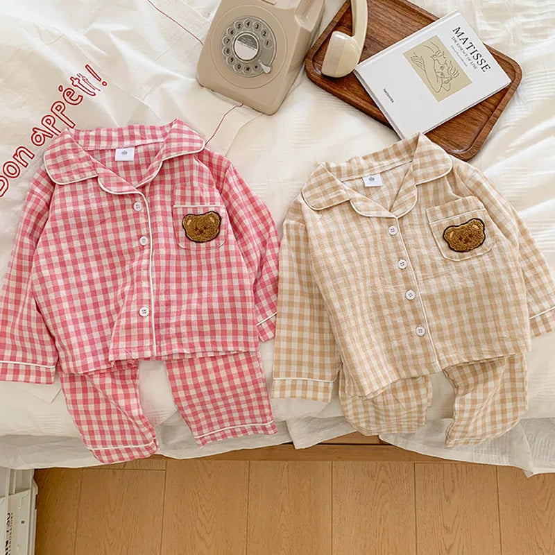 Autumn Cotton Kids Pajamas - Bear Sleepsuit