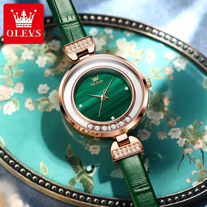 Luxury Women's Quartz Watch with Diamond Inlay