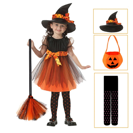 Girls Halloween Cosplay Costume | Witch Dress Set