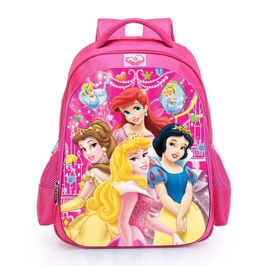 16" Girls' Princess Cartoon School Backpack - Pink Primary Bookbag