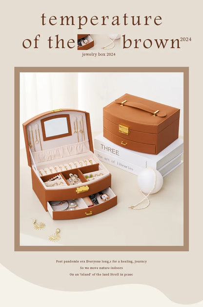 Luxury Handheld Jewelry Box - Multi-Layer Drawer Organizer