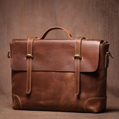 Genuine High-Grade Retro Leather Briefcase