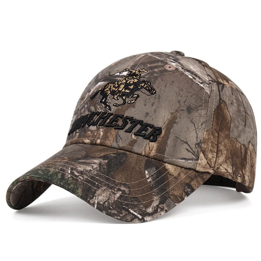 Winchester Embroidered Tactical Camo Baseball Cap for Men – Adjustable Outdoor Sports Sun Hat