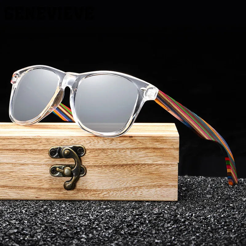 Wooden Square Eyeglasses – Vintage Casual Frame with Customizable Prescription & Polarized Lenses