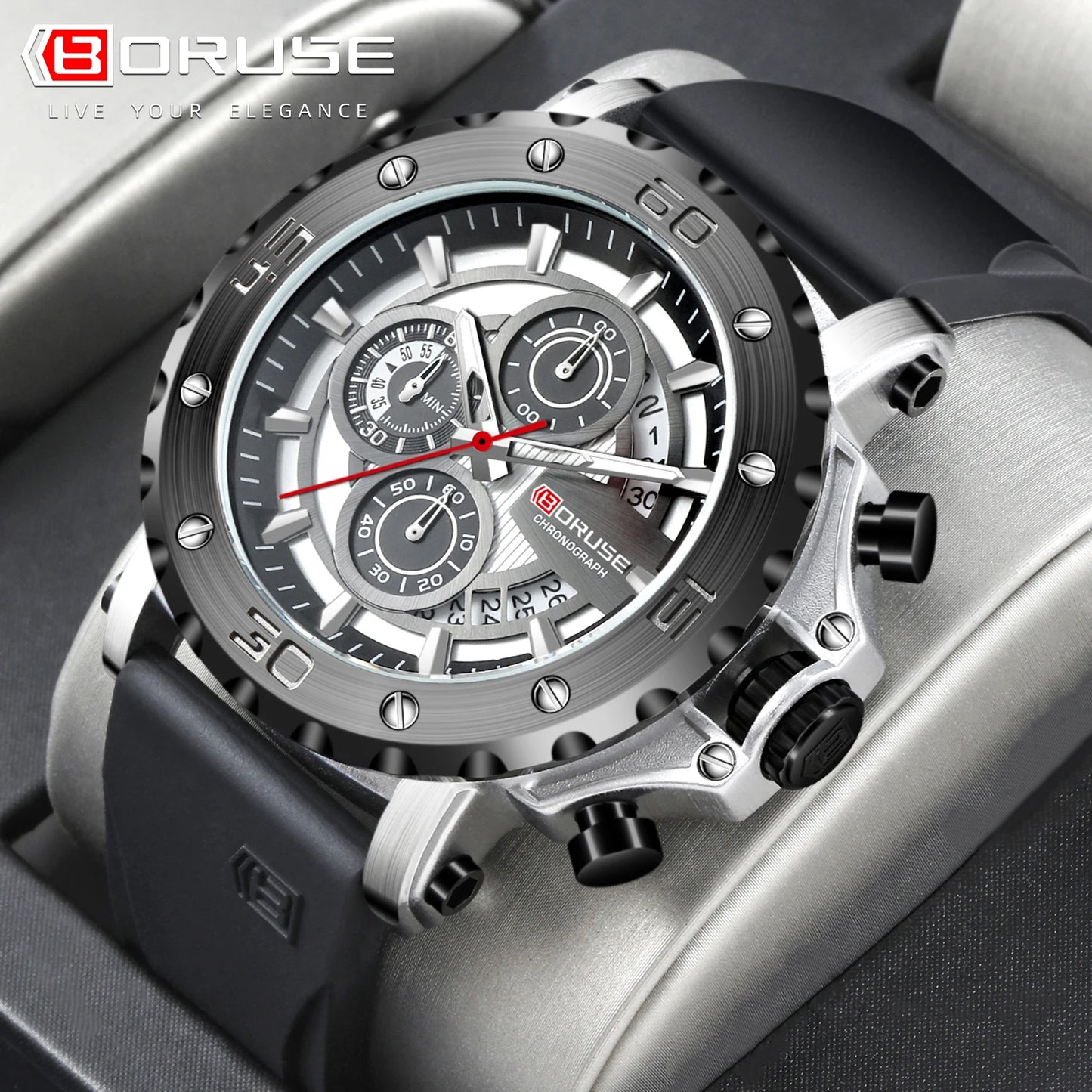 Luxury Men's Sports Quartz Wristwatch with Chronograph & Luminous Features