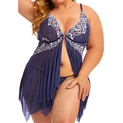 Plus Size Lace Babydoll Chemise Set for Women (S-5XL)