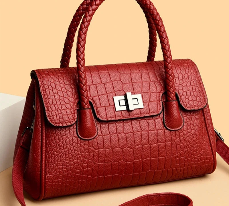 Genuine Leather Texture Ladies Crossbody Handbag