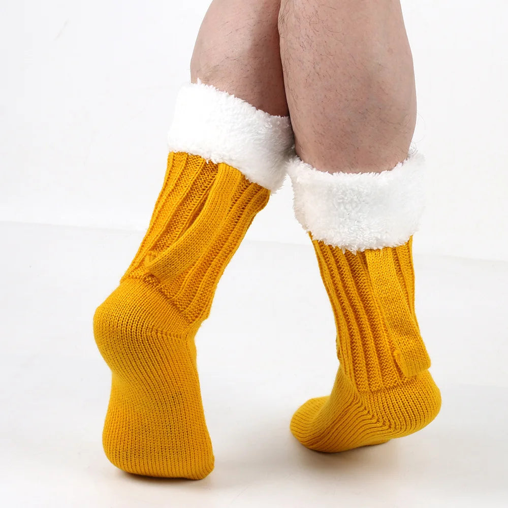 3D Beer Mug Knitted Socks - Thick, Warm & Cozy Winter Crew Socks