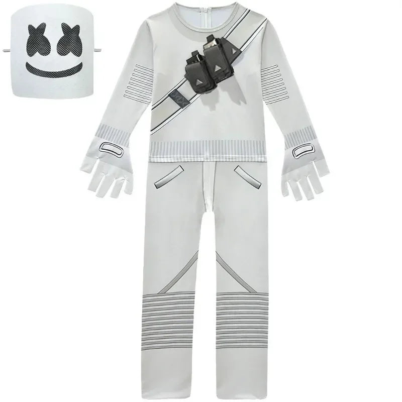 Kids DJ Marshmello Clown Cosplay Jumpsuit - Halloween & Christmas Costume