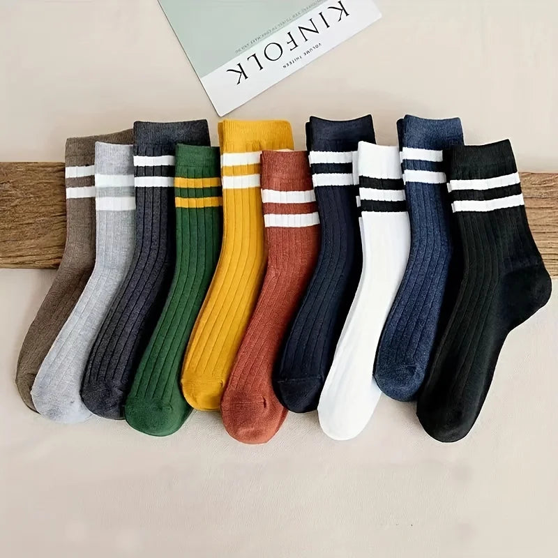 5 Pairs of Men's Sports Trend Socks – Comfortable Crew