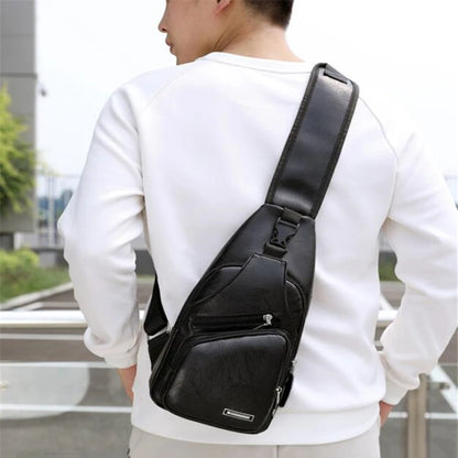 Male USB Charging Shoulder Crossbody Chest Bag