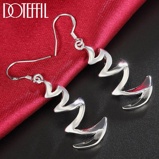 925 Sterling Silver Crescent Drop Earrings