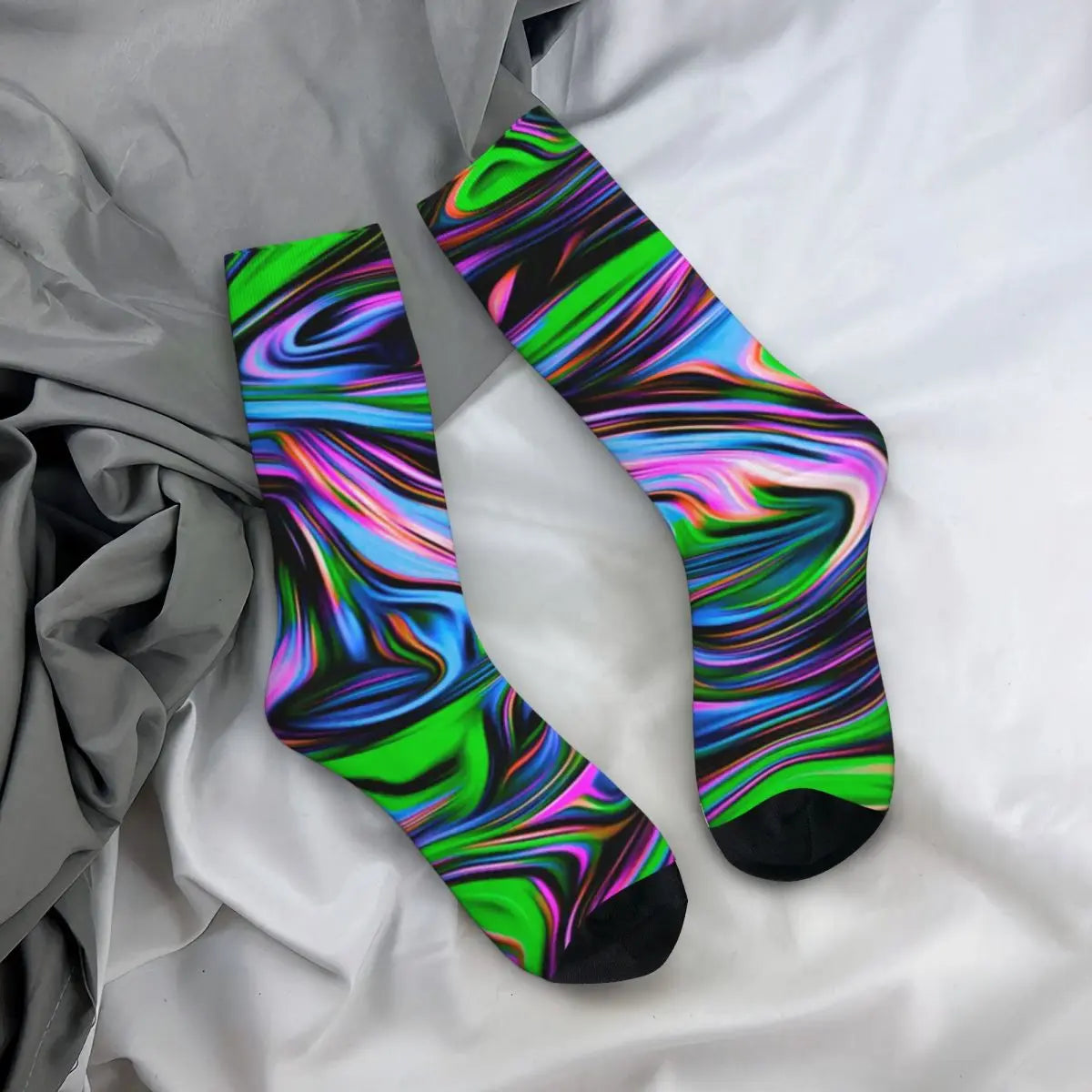 Neon Paint Non-Slip Swirl Socks