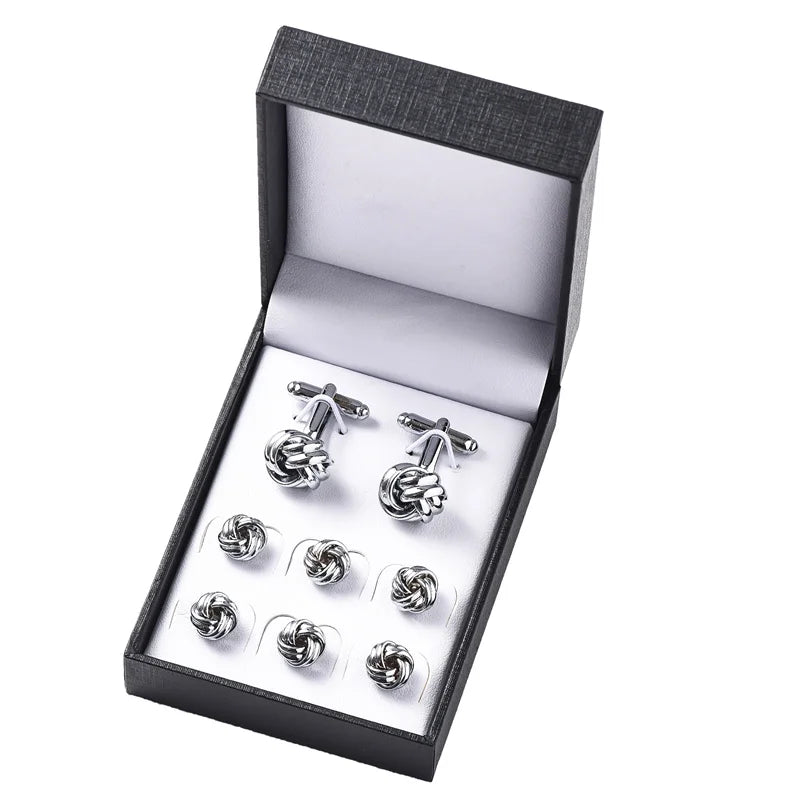 Luxury Men's Cufflinks Set with Gift Box – Vintage Designer Shirt Studs