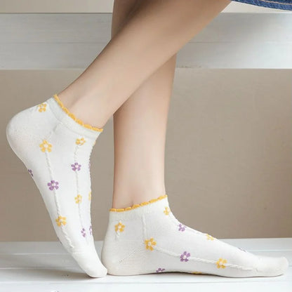 5 Pairs Colorful Crew Ankle Socks for Women