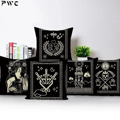 Horror Tarot Cushion Covers – Bone Stand Decorative Print Linen