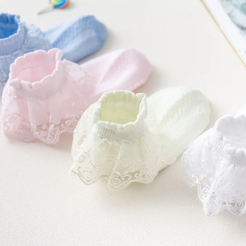 Breathable Cotton Lace Ruffle Princess Mesh Floor Sock