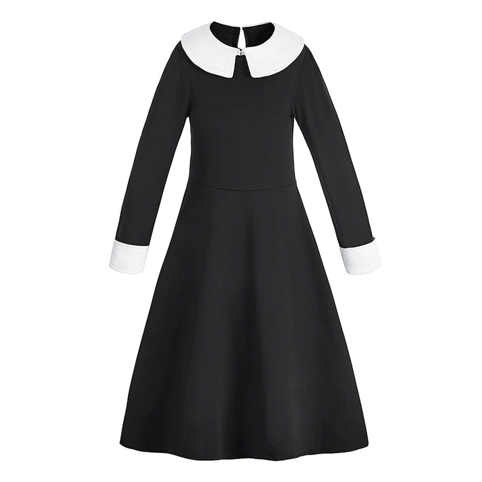 Girls Gothic Wednesday Addams Cosplay Dress - Multiple Styles