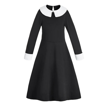 Girls Gothic Wednesday Addams Cosplay Dress - Multiple Styles