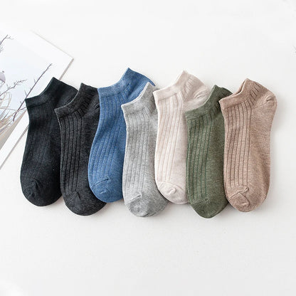 5 Pairs Casual Cotton Short Striped Socks Series 1