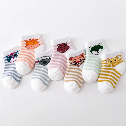 7 Pairs Mesh Thin Cotton Cartoon Infant Sock