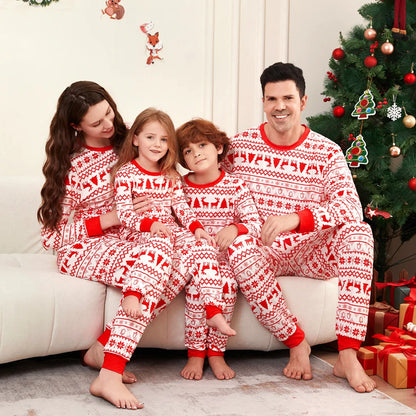 Cotton Retro Print Christmas Family Matching Pajamas Set