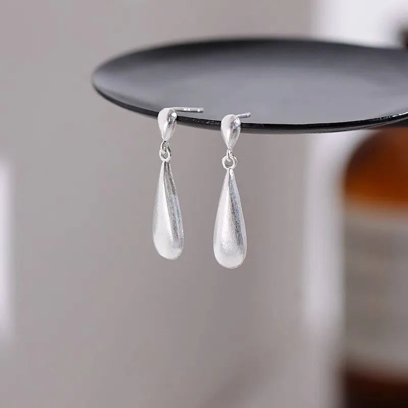 925 Sterling Silver Waterdrop Tassel Earrings