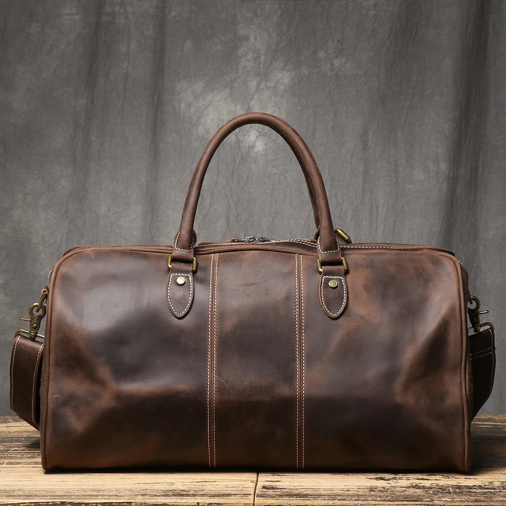 Premium Vintage Leather Tote Bag - Durable & Stylish Travel Companion